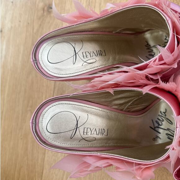 Keeyahri Pumps Feather Bow Open Toe Jenine Fairytale Size 10 Pink - Picture 5 of 8